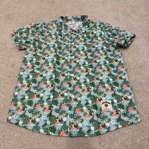 Chicago Cubs Hawaiian Shirt Mens XL Blue Green MLB Baseball Floral Jim Beam
